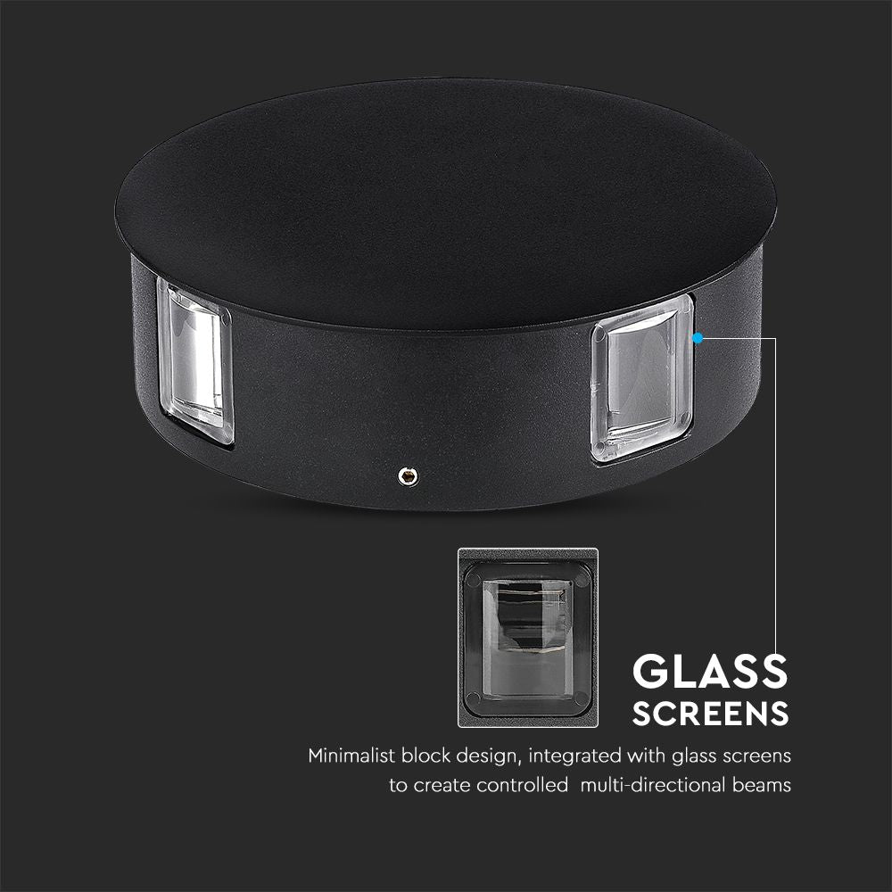 3W Lampa ścienna LED / Barwa:3000K / IP65 / Obudowa: Czarna / Okrągła