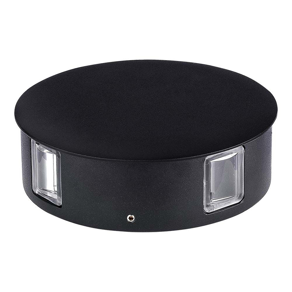 3W Lampa ścienna LED / Barwa:3000K / IP65 / Obudowa: Czarna / Okrągła