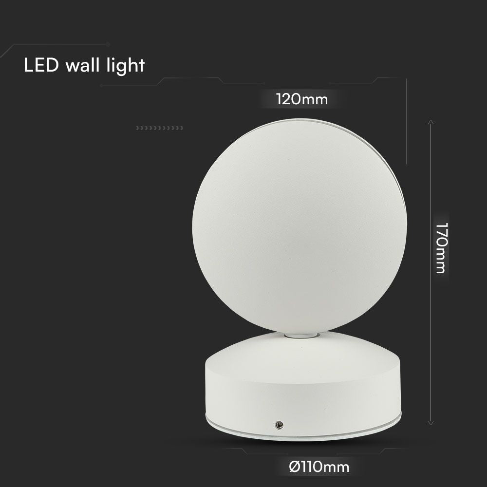 6W Lampa ścienna LED / Barwa:3000K / IP65 / Obudowa: Biała