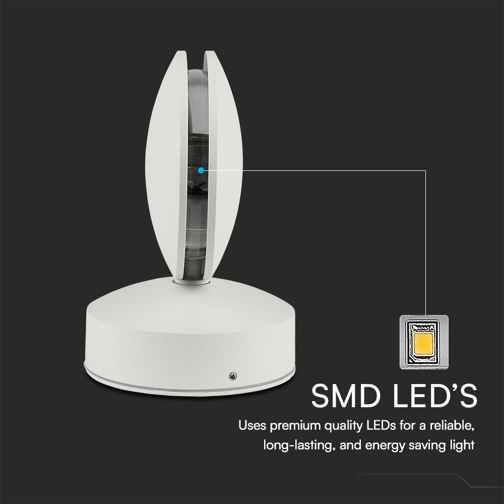 6W Lampa ścienna LED / Barwa:3000K / IP65 / Obudowa: Biała