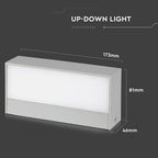 9W Lampa ścienna LED / Kierunek: Góra-Dół / Barwa:3000K / Obudowa: Szary