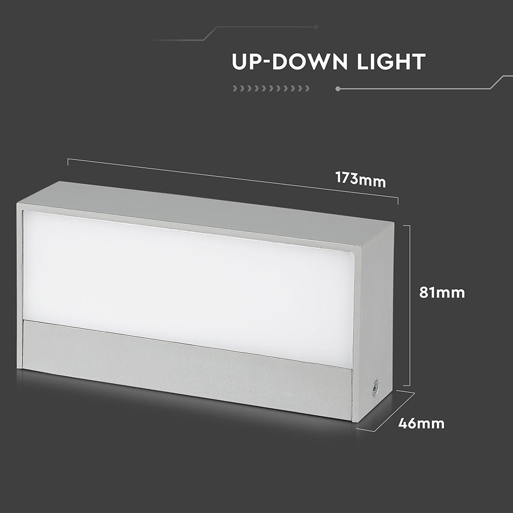 9W Lampa ścienna LED / Kierunek: Góra-Dół / Barwa:6400K / Obudowa: Szary