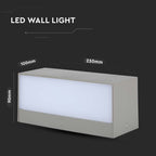 12W Lampa ścienna LED / Kierunek: Góra-Dół / Barwa:4000K / Obudowa: Szara