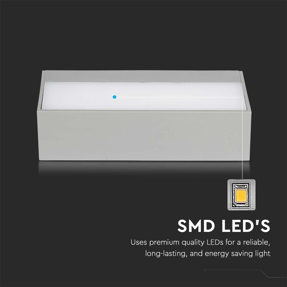 12W Lampa ścienna LED / Kierunek: Góra-Dół / Barwa:6400K / Obudowa: Szara