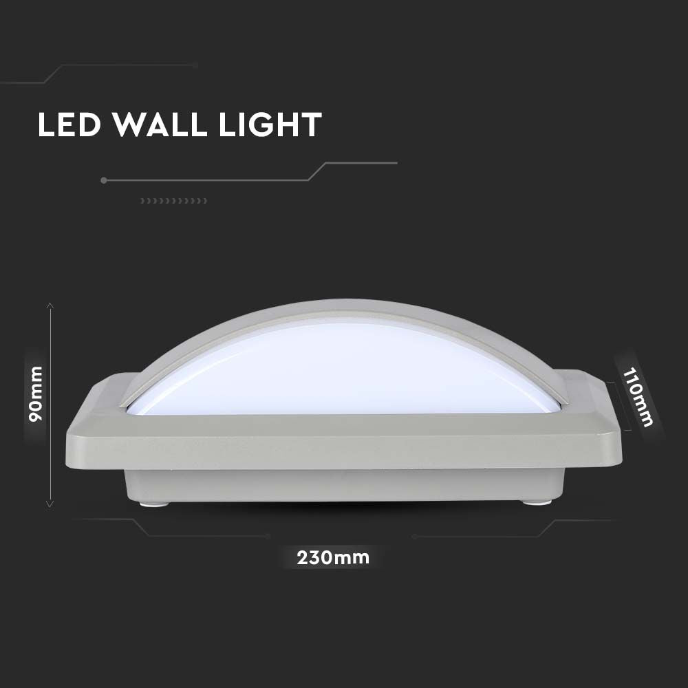 12W Lampa ścienna LED / Barwa:6400K / Obudowa: Szara