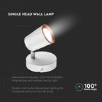 5W Kinkiet LED / Barwa: 3000K / Biały - Pierścień miedź