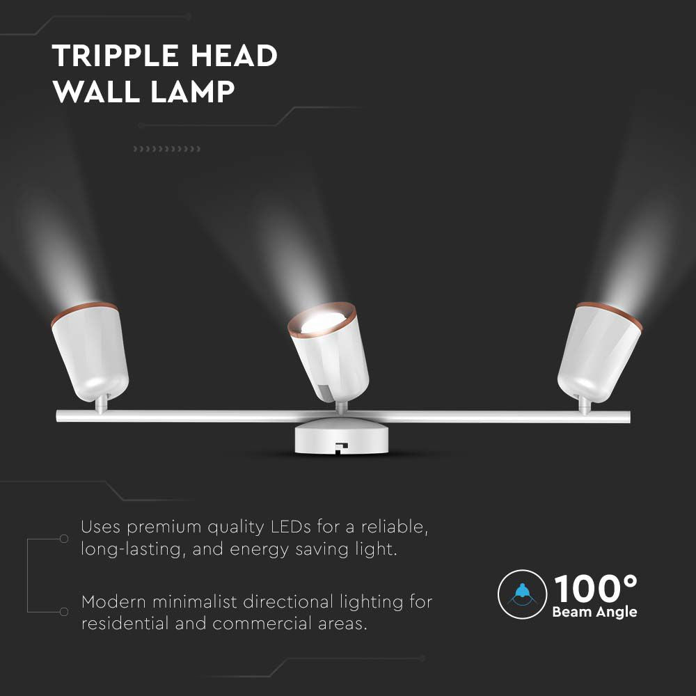 15W Lampa sufitowa / Barwa:3000K / Biały - Pierścień miedź