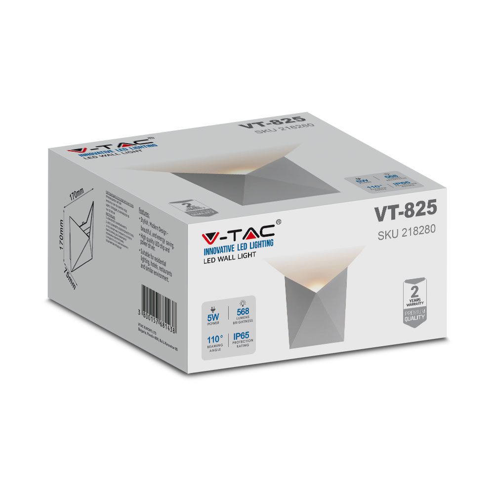5W Lampa ścienna LED / Barwa:3000K / Obudowa: Biała