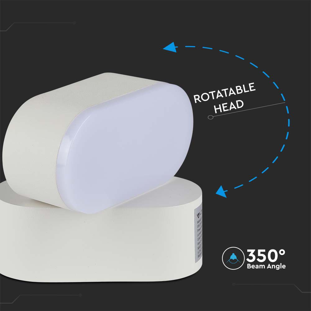 5W Lampa ścienna LED / Barwa:3000K / Obudowa: Biała