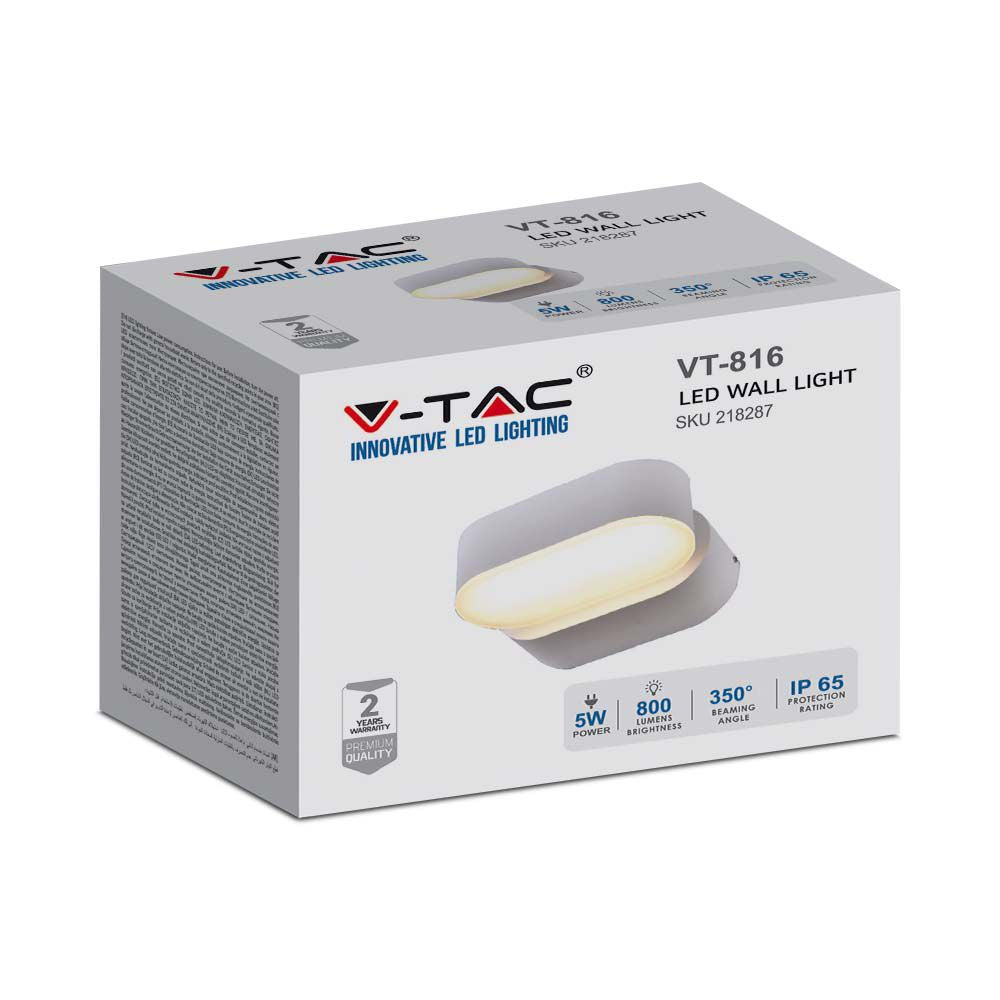 5W Lampa ścienna LED / Barwa:4000K / Obudowa: Biała