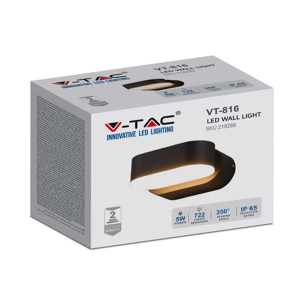 5W Lampa ścienna LED / Barwa:3000K / Obudowa: Czarna
