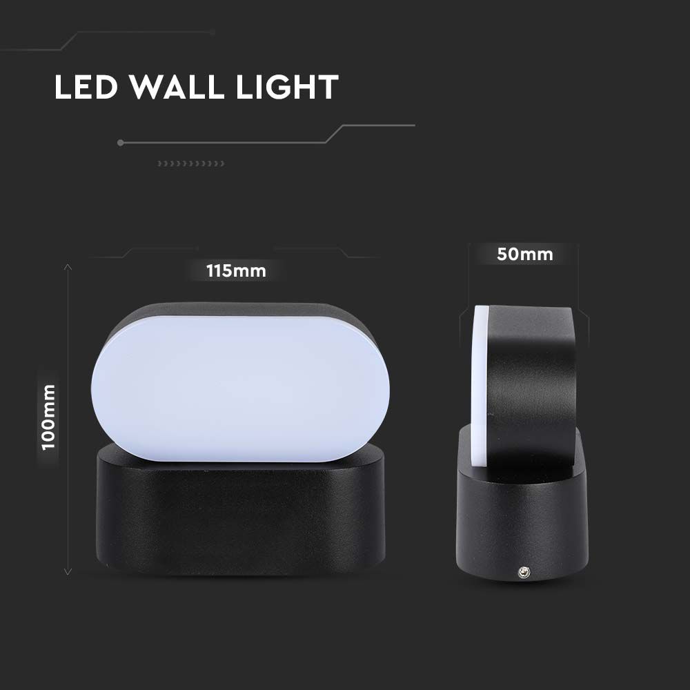 5W Lampa ścienna LED / Barwa:4000K / Obudowa: Czarna