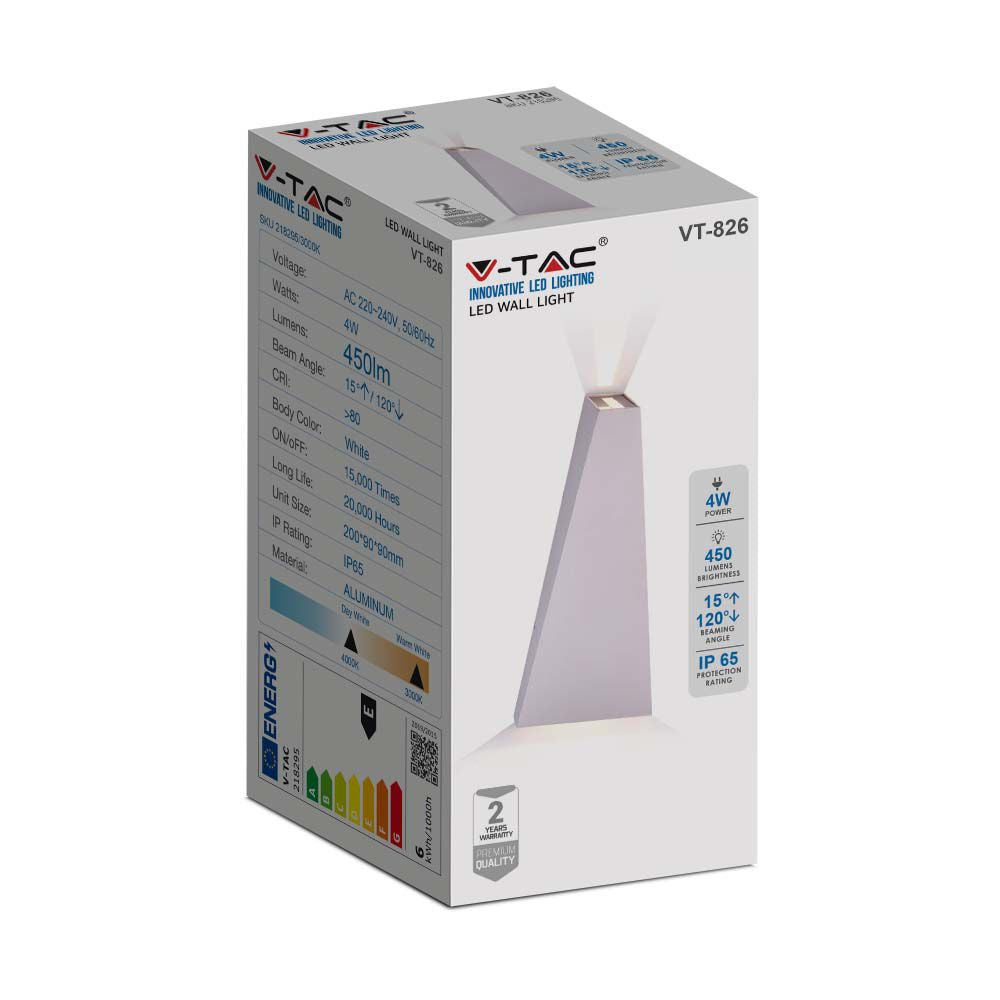 4W Lampa ścienna LED / Barwa:3000K / Obudowa: Biała