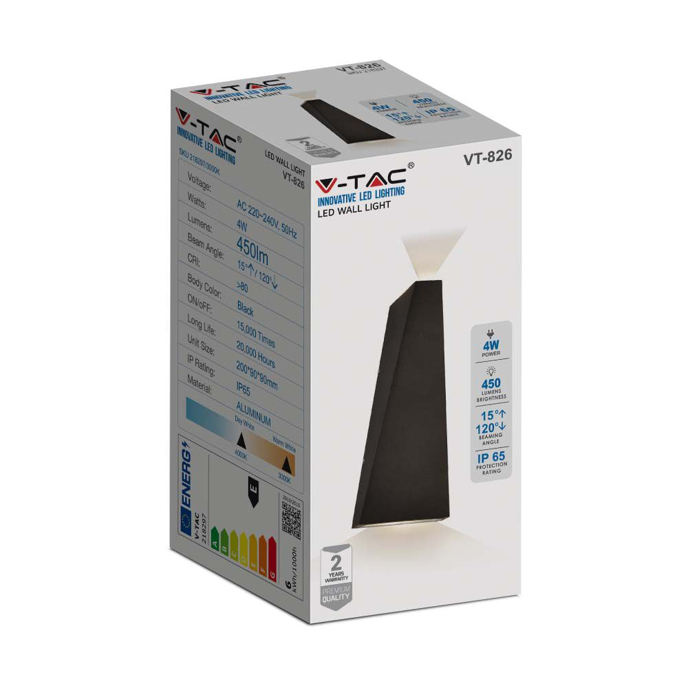 4W Lampa ścienna LED / Barwa:4000K / Obudowa: Czarna
