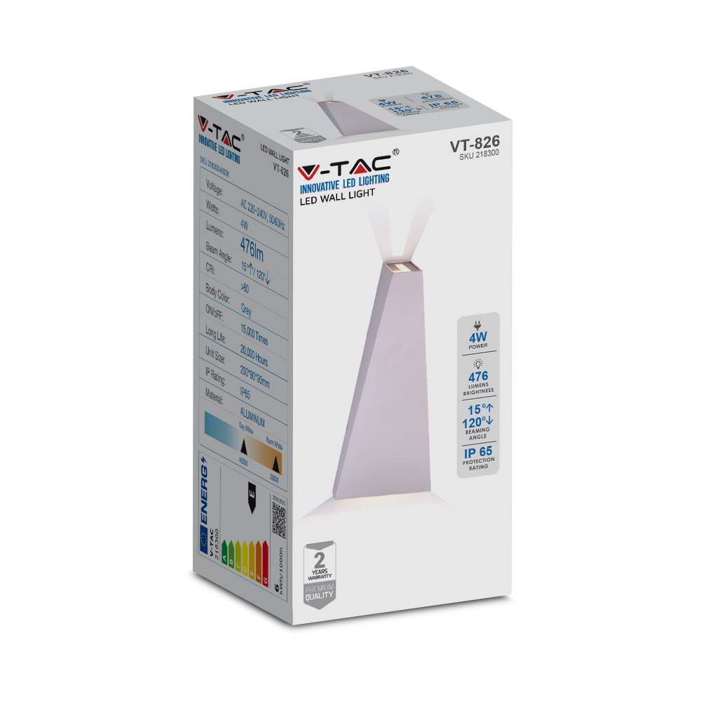 6W Lampa ścienna LED / Barwa:4000K / Obudowa: Szara