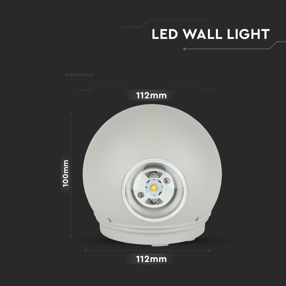4W Lampa ścienna LED / Barwa:4000K / Obudowa: Szara