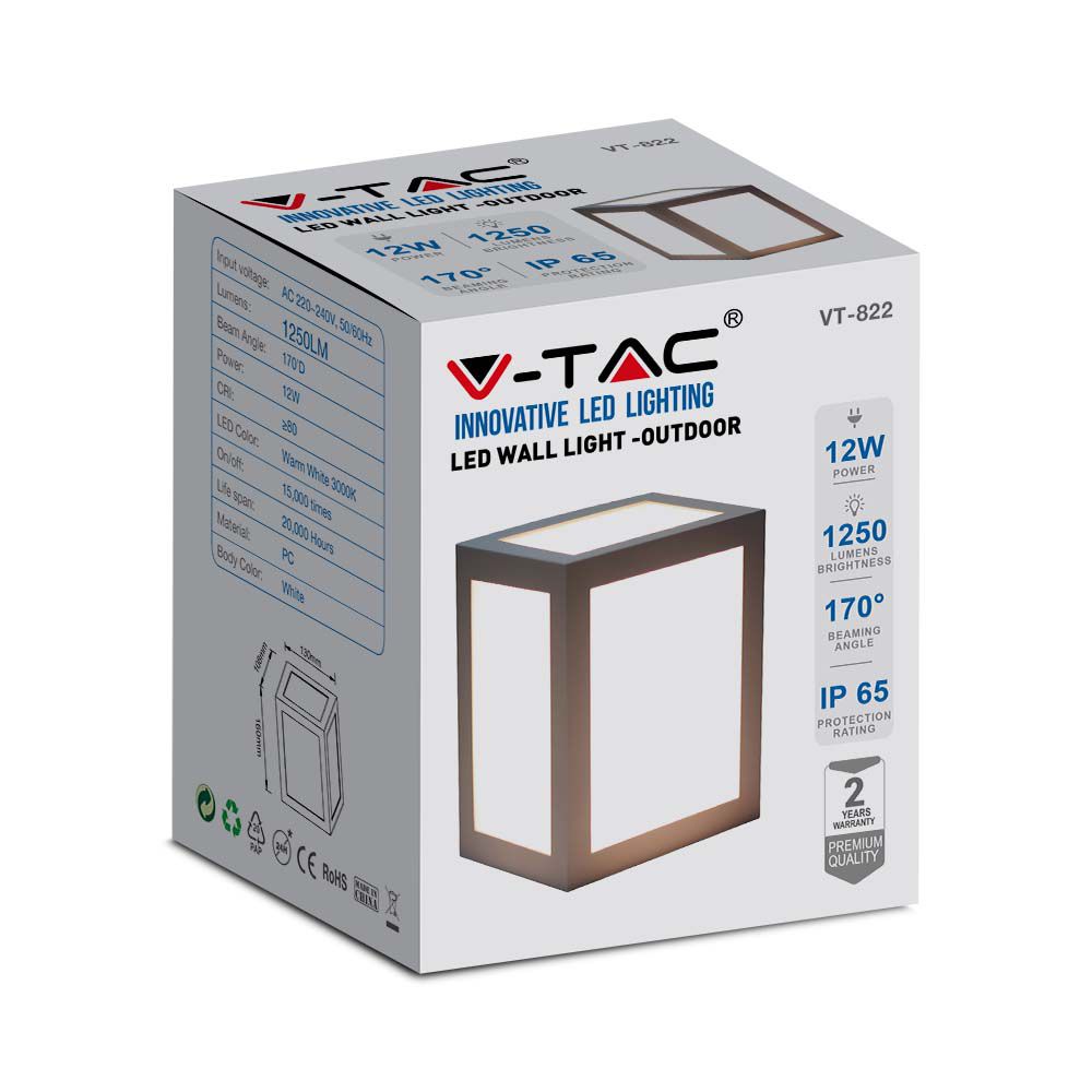 12W Lampa ścienna LED / Barwa:4000K / Obudowa: Szara