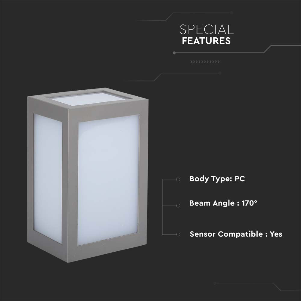 12W Lampa ścienna LED / Barwa:3000K / Obudowa: Szara