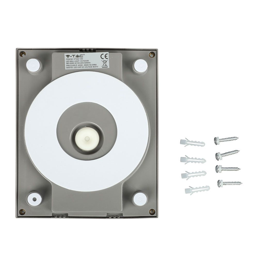12W Lampa ścienna LED / Barwa:3000K / Obudowa: Szara