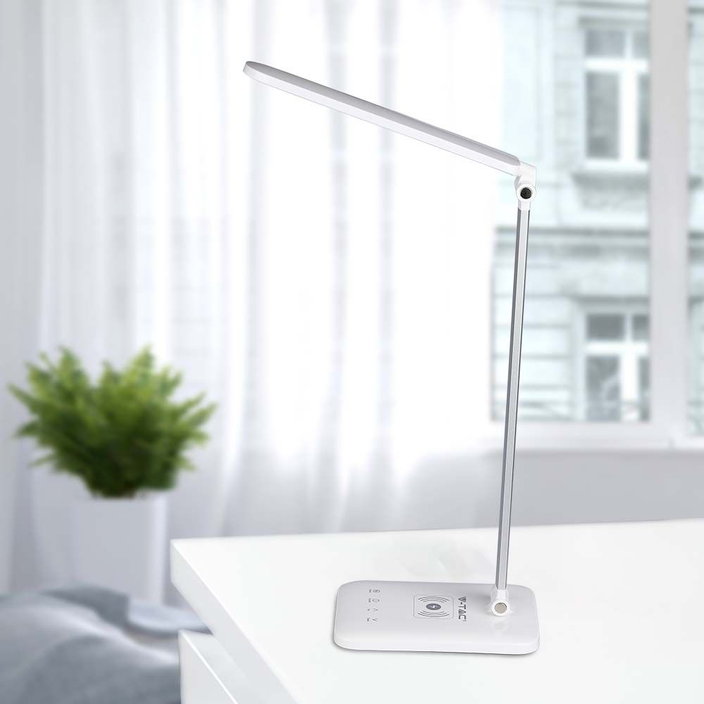 7W Lampka biurkowa LED z ładowarką indukcyjną / Barwa:3w1 / Obudowa: Biały
