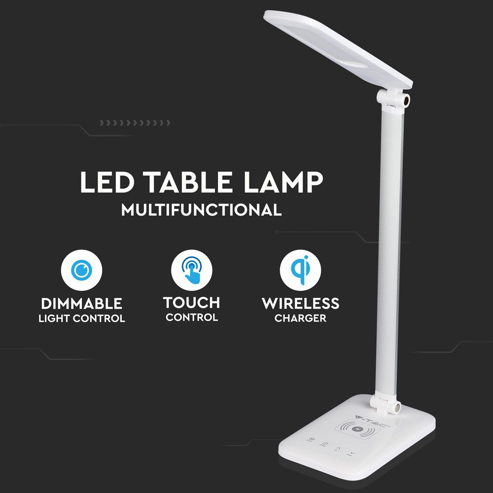 7W Lampka biurkowa LED z ładowarką indukcyjną / Barwa:3w1 / Obudowa: Biały