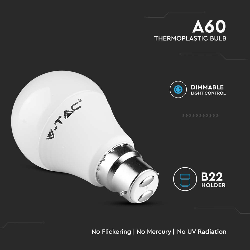 9W A60 Żarówka LED / Chip SAMSUNG / Barwa:3000K / Ściemniana / Trzonek:B22