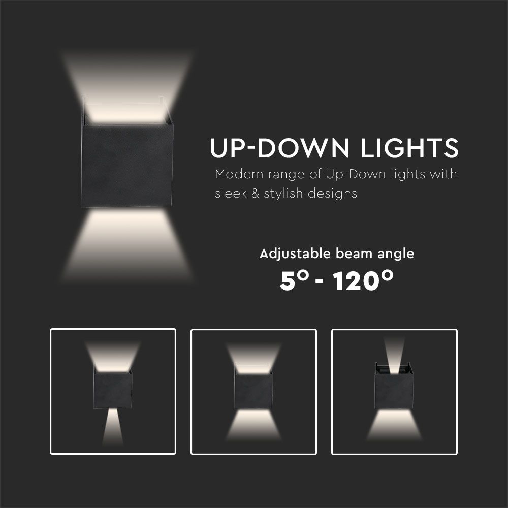 11W Kinkiet kwadratowy LED / CHIP BRIDGELUX / Barwa:4000K / Czarny