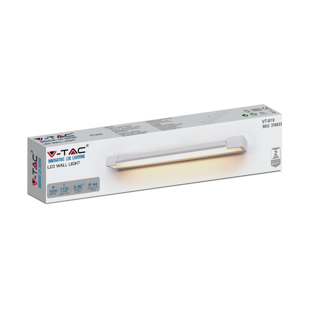 16W Lampa nad lustro / Barwa:3000K / IP44 / Biały