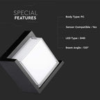 12W Lampa ścienna LED / Barwa:4000K/ Czarny / Kwadratowa