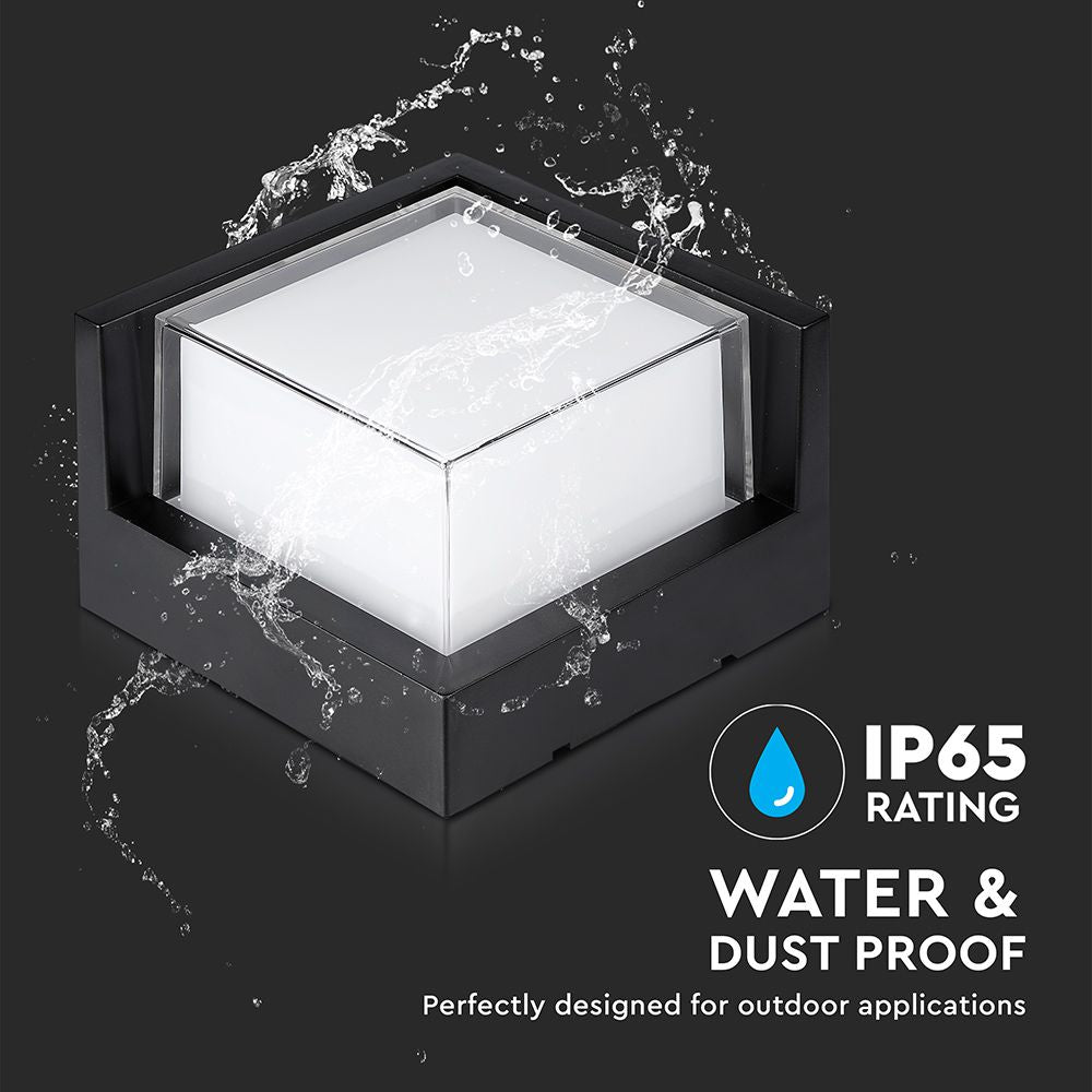 12W Lampa ścienna LED / Barwa:3000K / Czarny / Kwadratowa