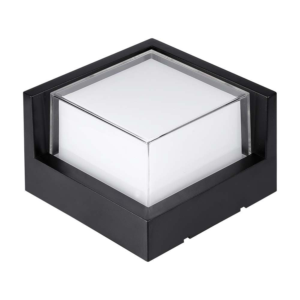 12W Lampa ścienna LED / Barwa:3000K / Czarny / Kwadratowa