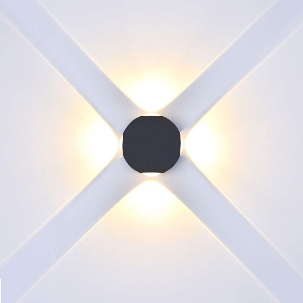 4W Lampa ścienna LED / Kula / Barwa:3000K / IP65 / Obudowa: Czarna