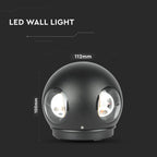 4W Lampa ścienna LED / Kula / Barwa:3000K / IP65 / Obudowa: Czarna