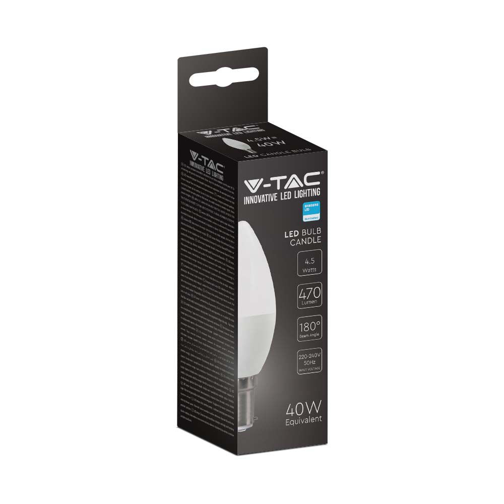 5.5W C35 Żarówka LED / Chip SAMSUNG / Barwa:3000K / Trzonek:B15