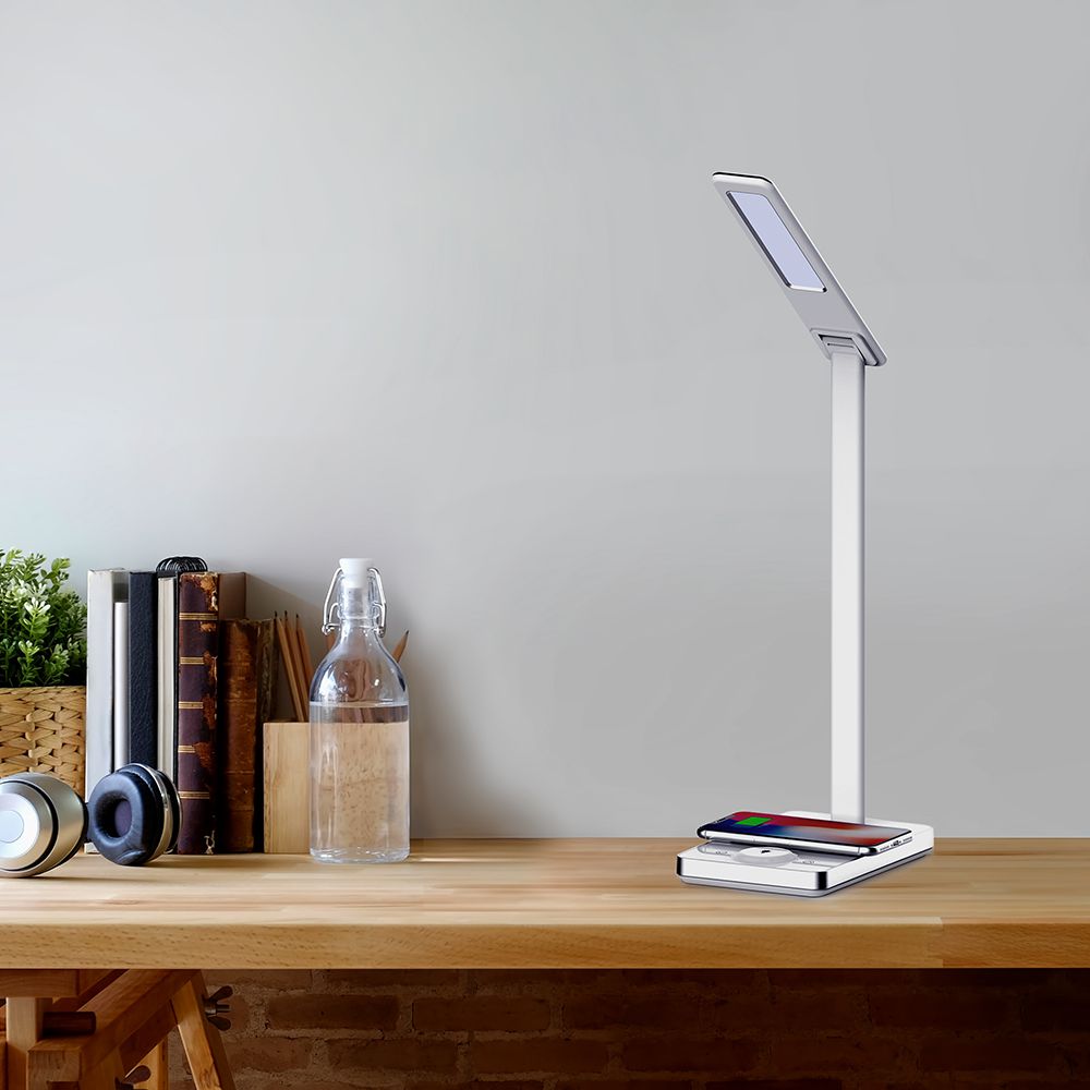 7W Lampka biurkowa z ładowarką indukcyjną / Barwa: 3w1 / Biała
