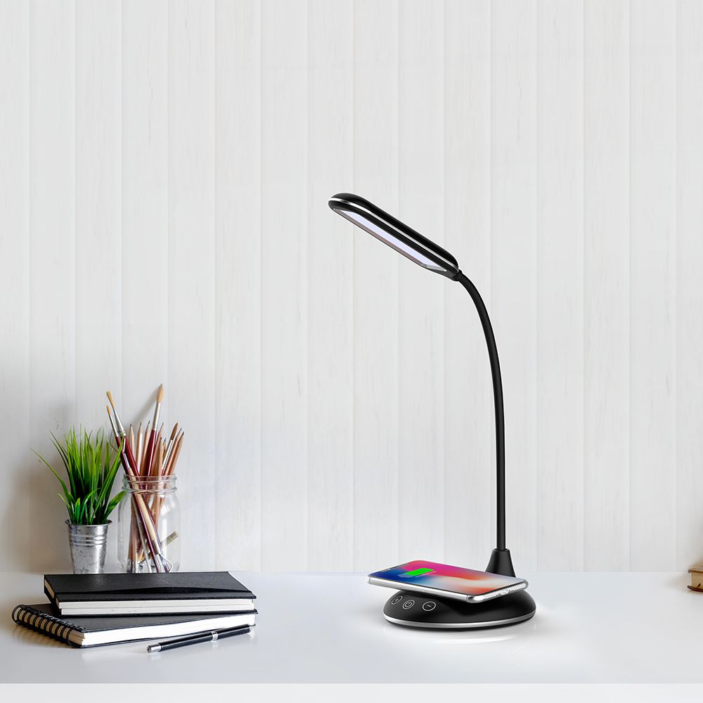 5W Lampka biurkowa z ładowarką indukcyjną / Barwa: 3w1 / Czarna
