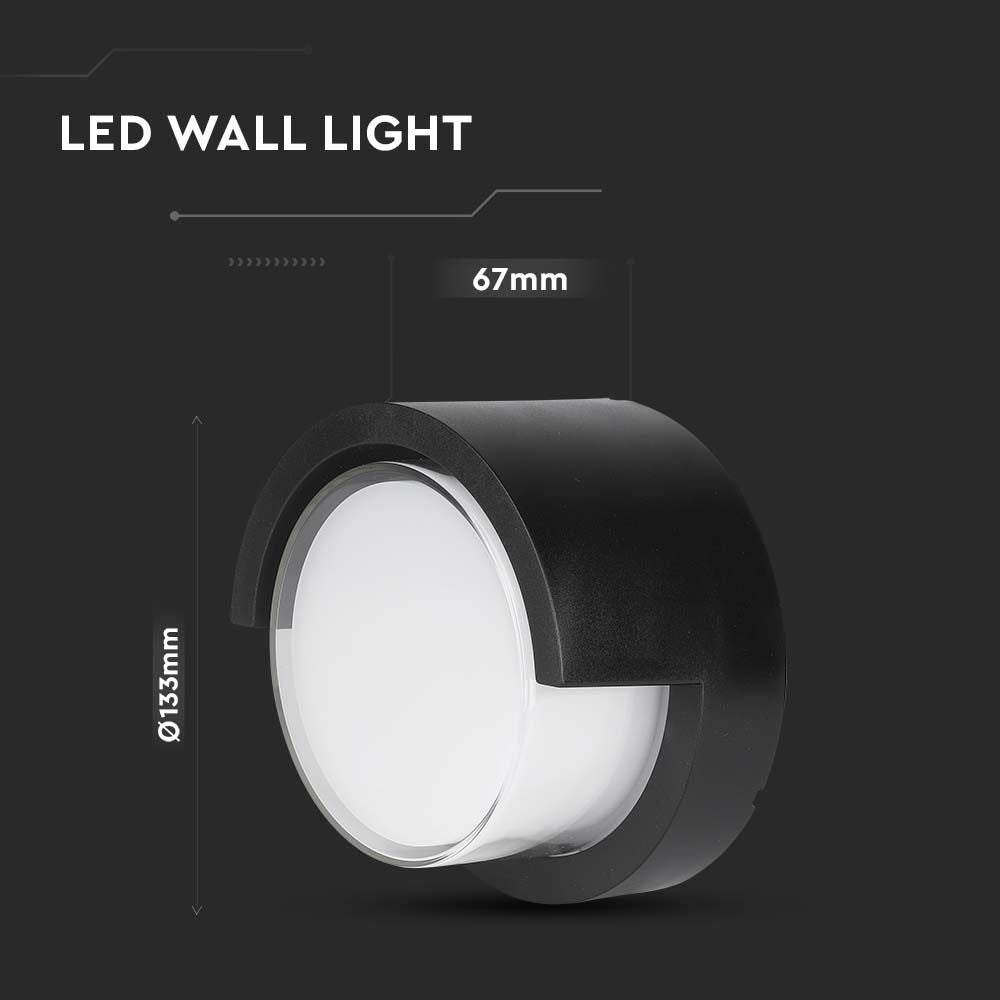 7W Lampa ścienna LED / Barwa:3000K / Obudowa: Czarny / Okrągła
