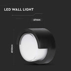 7W Lampa ścienna LED / Barwa:3000K / Obudowa: Czarny / Okrągła