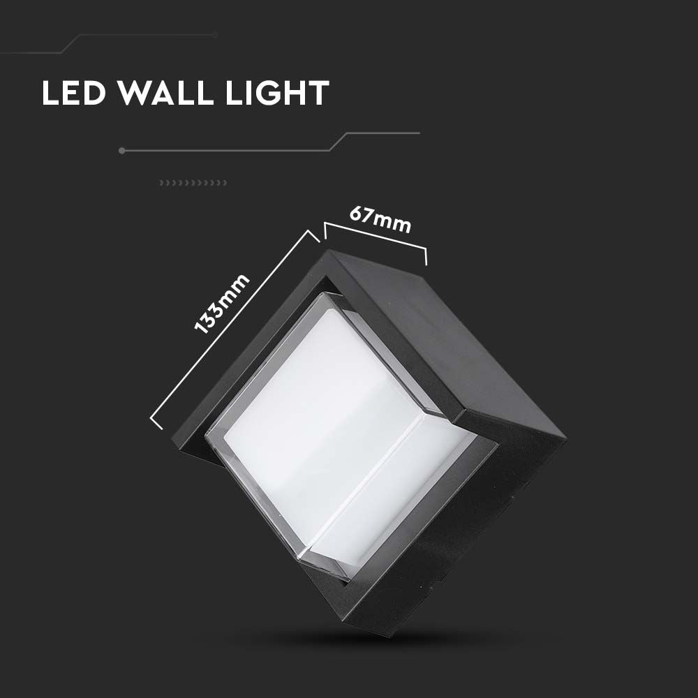 7W Lampa ścienna LED / Barwa:3000K / Obudowa: Czarny / Kwadratowa