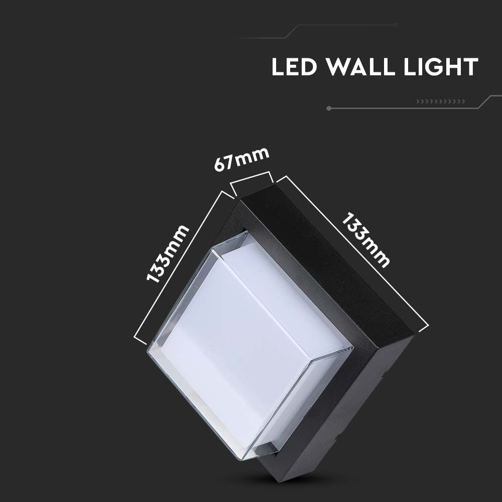 7W Lampa ścienna LED / Barwa:3000K / Obudowa: Czarny / Kwadratowa
