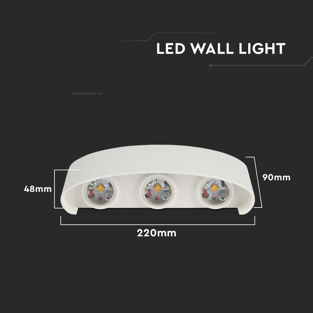 6W Lampa ścienna LED / Barwa:4000K / IP65 / Obudowa: Biała