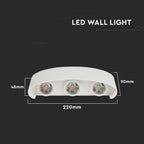 6W Lampa ścienna LED / Barwa:4000K / IP65 / Obudowa: Biała