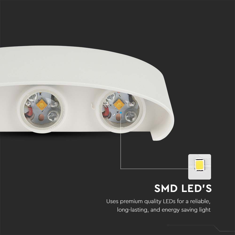 6W Lampa ścienna LED / Barwa:4000K / IP65 / Obudowa: Biała
