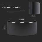 5W Lampa ścienna LED / Barwa:3000K / IP65 / Obudowa: Czarny