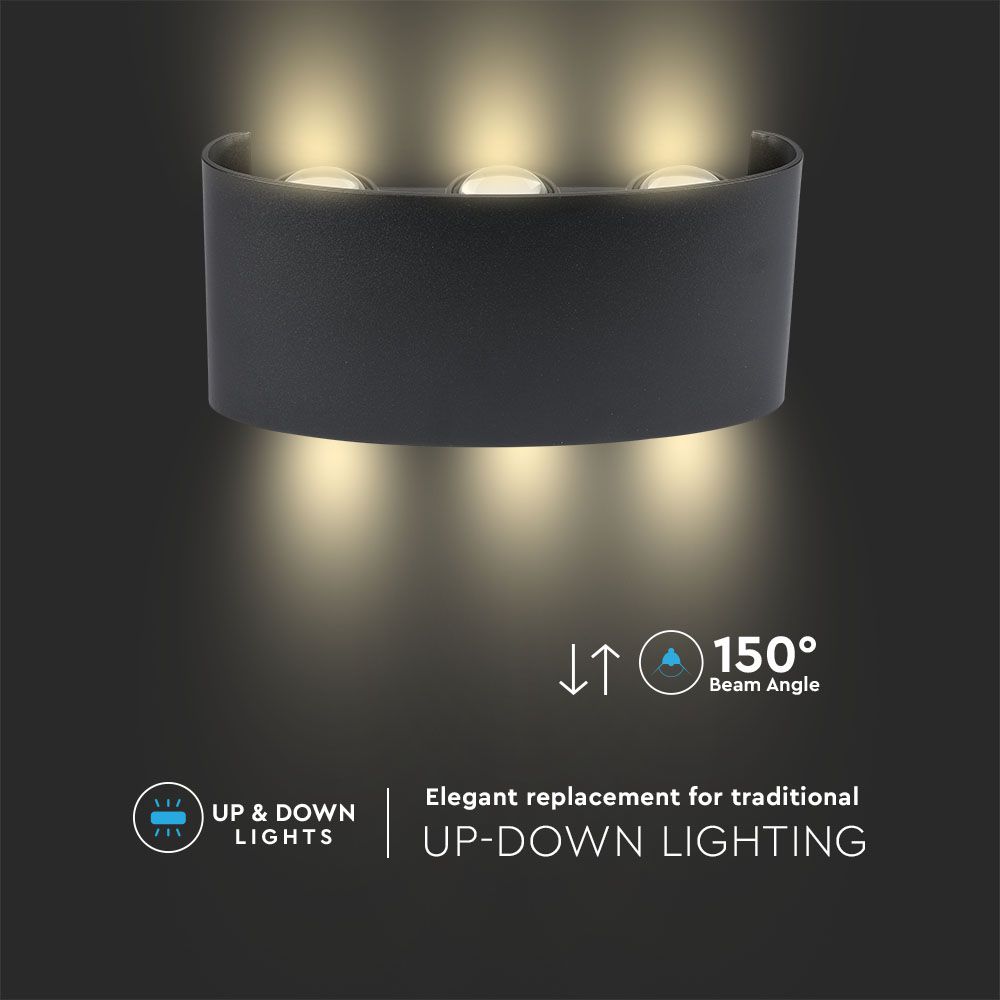 5W Lampa ścienna LED / Barwa:3000K / IP65 / Obudowa: Czarny