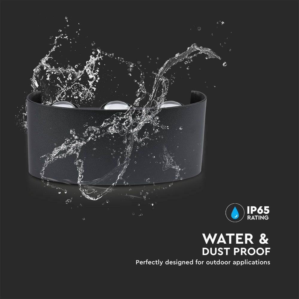 5W Lampa ścienna LED / Barwa:3000K / IP65 / Obudowa: Czarny