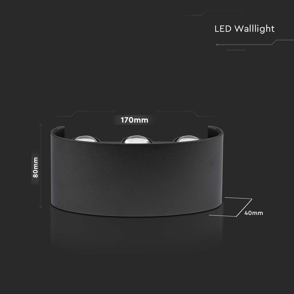 5W Lampa ścienna LED / Barwa:4000K / IP65 / Obudowa: Czarny
