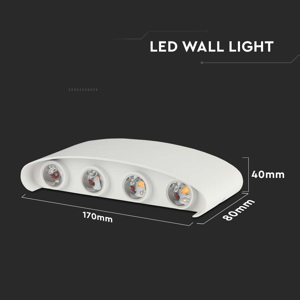 7W Lampa ścienna LED / Barwa:4000K / IP65 / Obudowa: Biała