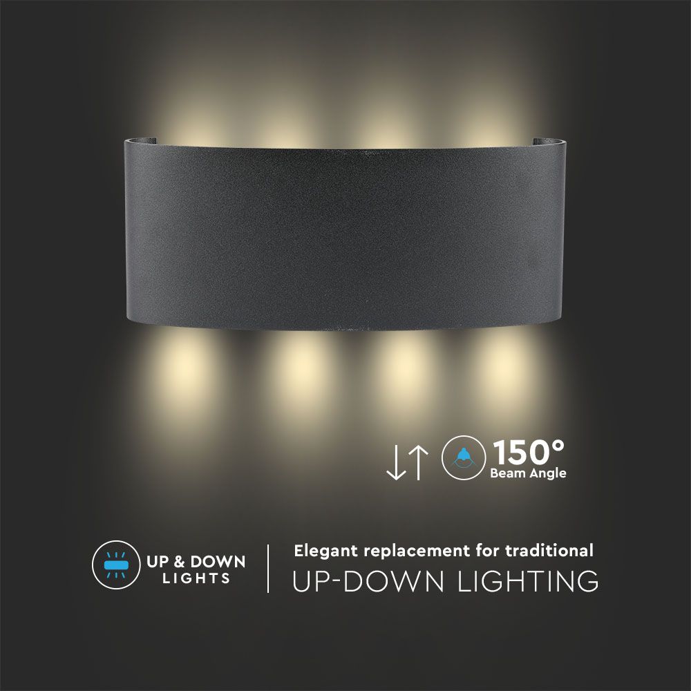 7W Lampa ścienna LED / Barwa:3000K / IP65 / Obudowa: Czarna