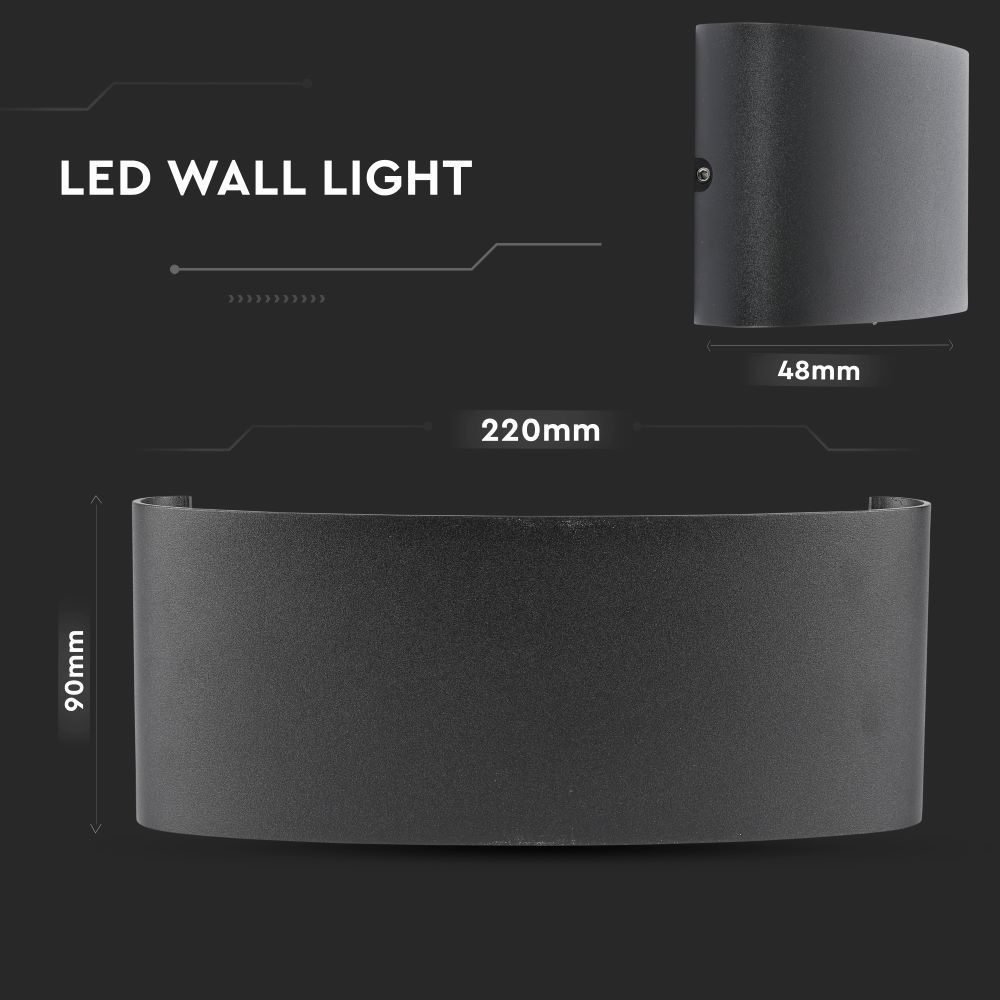 7W Lampa ścienna LED / Barwa:4000K / IP65 / Obudowa: Czarna
